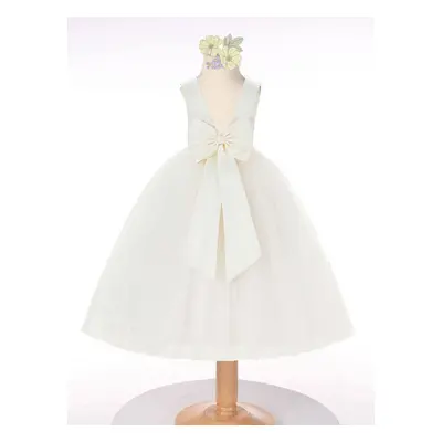 Robe cortège enfant robe fille de fleur col rond sans manche