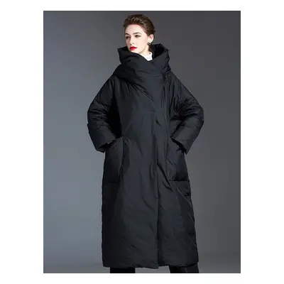 Doudoune Femme Long Manteau Noir En Duvet De Canard Hiver Chaud Veste