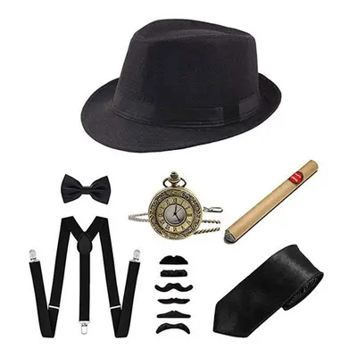 Ensemble d'accessoires Gatsby Gangster pour homme des années 1920 costume de Cosplay halloween