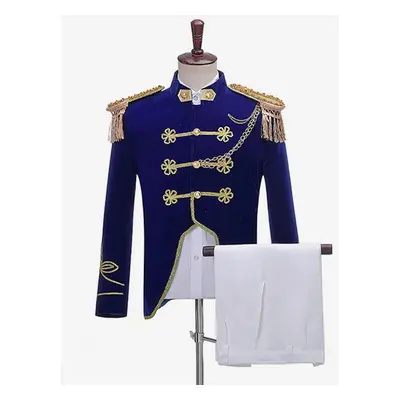 Costumes de cour royale rétro bleus pour hommes uniformes de bande militaire de la marine Costum