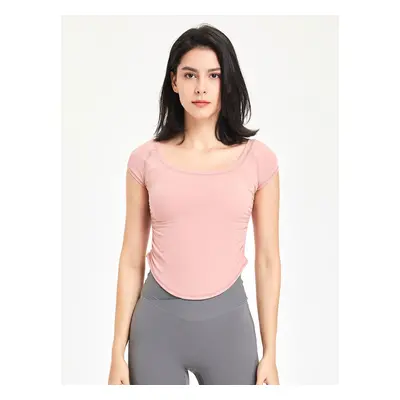 Haut De Tennis Pour Femme Col Rond Top Nylon Manches Courtes Vêtements De Sport