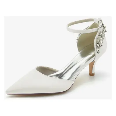 Chaussures De Mariage Soie Satin Bout Pointu Strass Talon Chaussures De Mariée