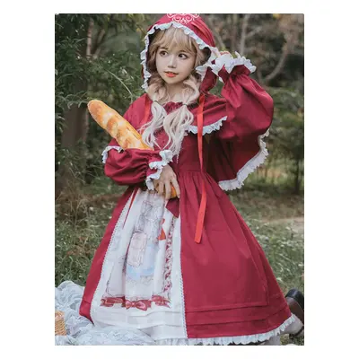 Robe Lolita Mignonne en polyester JSK Chapeau Rouge robe Lolita