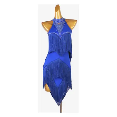 Robes de danse latine Ensemble de femmes bleu royal Lycra Spandex Dress Dancing Wear