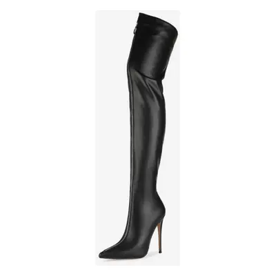 Cuissardes Bottes noires bout pointu zip talon haut Cuissardes pour les femmes