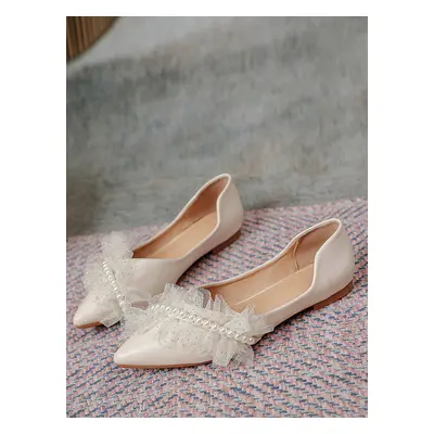 Chaussures de mariée en cuir PU à bout pointu et perles