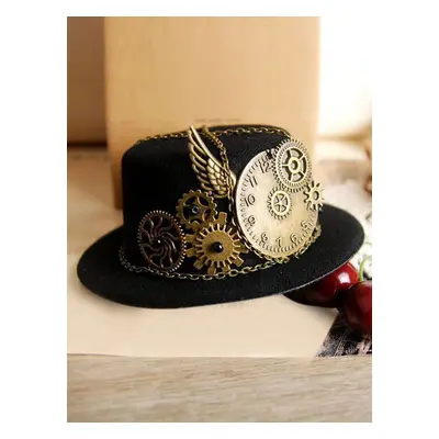 Lolita Vintage chapeau noir aile Steampunk engrenage chaînes déco rétro Lolita Cap Déguisements 