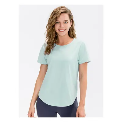 Haut De Tennis Pour Femme Col Rond Top Nylon Manches Courtes Vêtements De Sport