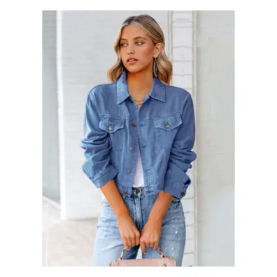 Veste Femme Col Rabattu Boutons Denim