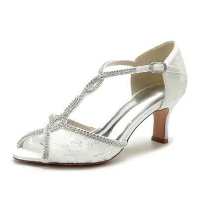 Chaussures de Mariée Transparentes Mariage à Talons Hauts Femme Strass Bout Ouvert