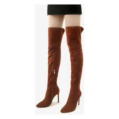 Cuissardes en daim bout pointu taille US 5-12.5 Stiletto sur les bottes au genou