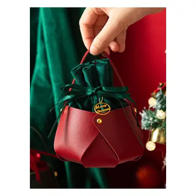 Sacs Pour Femme Sac De Noël À Lacets Bordeaux Cadeau Noël Avec Poignée Ronde Détails En Métal Bi