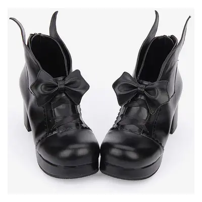 Lolita Chaussures exquises noir à bout rondavec noeud en Synthétique 5cm quotidien Déguisements 