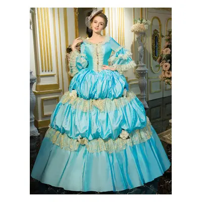 Robe Vintage Opéra Costume rétro bleu Rococo Tiered Bell manches princesse robe Déguisements Hal