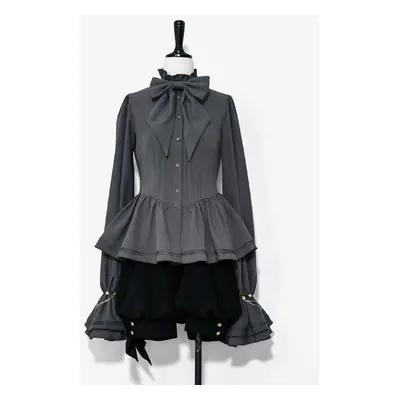 【Pré-vente】 Chemise Gothique Lolita Blouses grise à manches longues volants