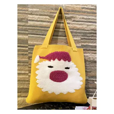 Sacs Femme Jaune Crochet Motif de Noël Forme Verticale Cadeau Noël