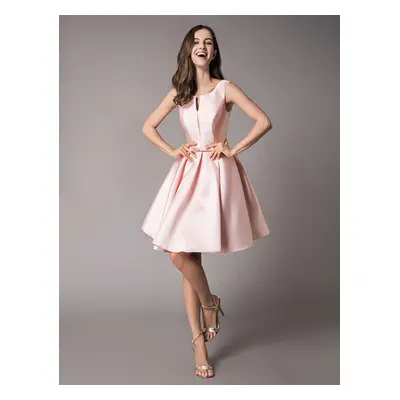 Robe de cocktail 2025 en satin douce Robe de soirée rose courte au genou dos nu fermeture à laça