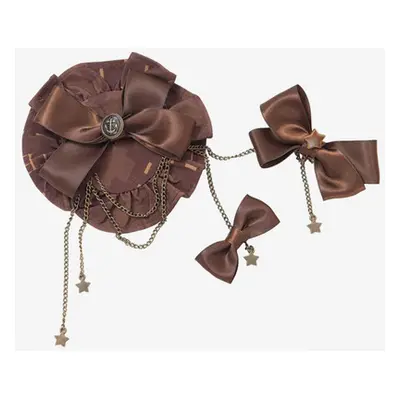 Accessoires Lolita Style Rococo Chaînes Marron Café Couvre-Chef Avec Nœud Divers