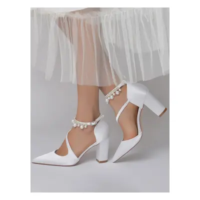 Chaussures de Mariée Femme à Talons Hauts en Cuir Synthétique avec Bout Pointu Unicolore