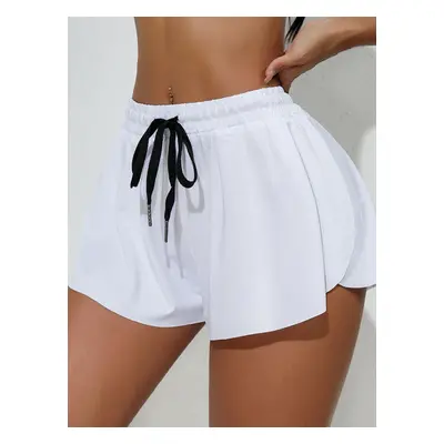 Bas De Sport Femmes Boutons En Polyester Short Blanc La Course Vêtements De Sport D'Été