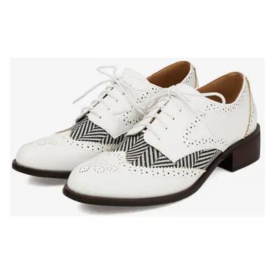 Oxfords en cuir PU à bout rond et talon chiot pour femmes chaussures vintage à lacet