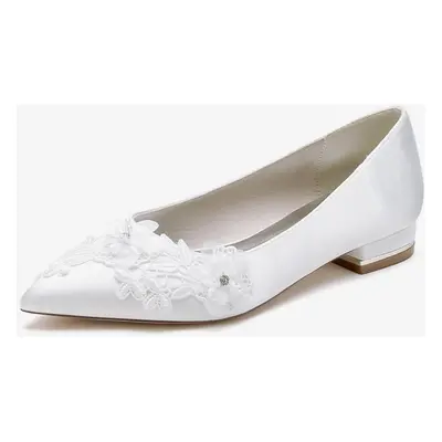 Chaussures De Mariée Chaussures Plates De Mariage Satin Bout Pointu