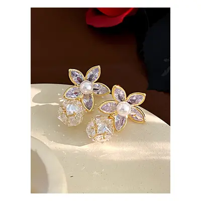 Boucles d&#39;oreilles de mariage en métal et diamant Bijoux de mariage percés