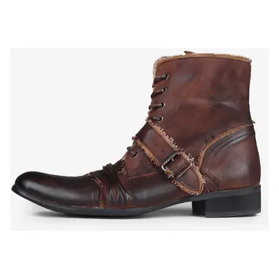 Bottes de travail vintage pour hommes en cuir de vachette classique marron café Chukka bottines 