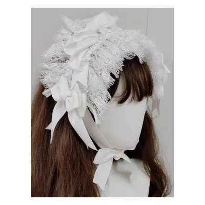 Accessoires gothiques Lolita Nœuds en dentelle blanche Coiffes Divers