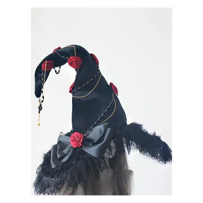 Chapeau Lolita Gothique Fleurs Nœuds Accessoire Dentelle Polyester Noir Lolita Accessoires