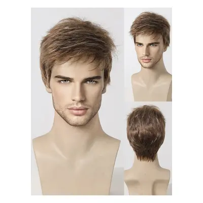 Perruque Pour Homme Brune Foncé Droite Courte Accessoire Naturelle Cosplay