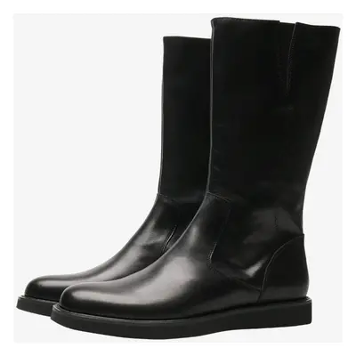 Bottes De Travail Hommes En Cuir De Vachette Bottes Hautes Classiques Noires