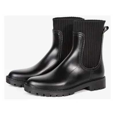 Bottes De Pluie Femmes Bottines Chelsea Imperméables Noires À Bout Rond