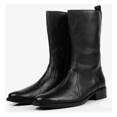 Bottes mi-mollet pour hommes Bottes en cuir de vachette Chic Noir Slip On Short Knight Boots