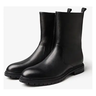 Bottines Chelsea pour hommes en cuir de vachette chic noires courtes