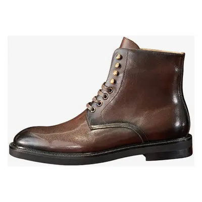 Bottes de travail Martin pour hommes en cuir marron avec cheville