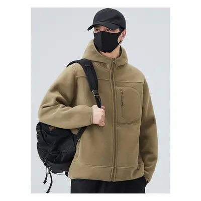 Veste Polaire À Capuche Homme Manteau Chaude Hiver Poche À Glissière Éclaire