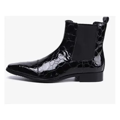 Bottes Chelsea pour hommes en cuir de vachette noir à bout pointu et bottines courtes