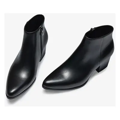 Bottines Chelsea pour hommes en cuir de vachette chic bottines courtes noires