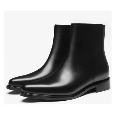 Bottines Chelsea pour hommes en cuir de vachette chic noires courtes