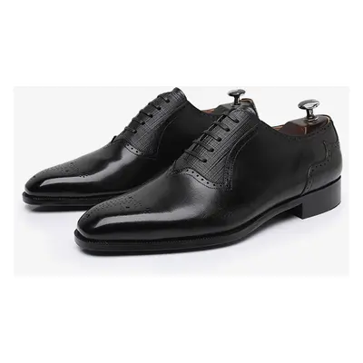 Chaussures habillées pour hommes à bout rond en cuir Oxford à lacets Chaussures de mariage forme