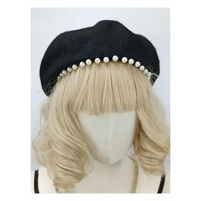 Chapeau Lolita de style ROCOCO Accessoire de perles noires Accessoires Lolita en polyester