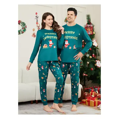 Pyjama familial bleu sarcelle Élément de Noël Pyjama de Noël assorti pour la famille