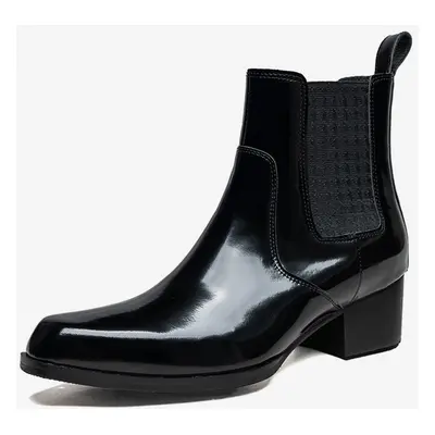 Bottines Chelsea pour hommes en cuir de vachette chic bottines courtes noires