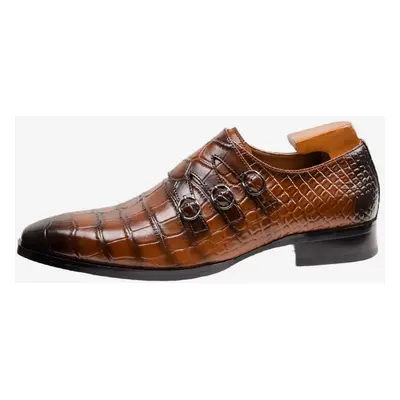 Chaussures habillées pour hommes bout carré détails métalliques cuir