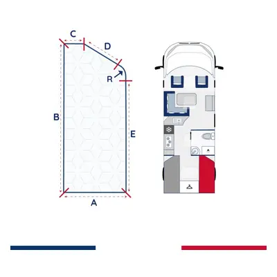 Matelas camping car lit jumeau Leontine (Droite) Mousse HR35kg/m3 et fibre coco HR50kg/m3 épaiss