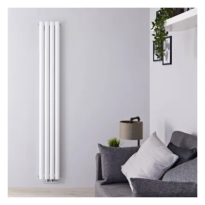 Radiateur Design Vertical Raccordement Central Acier Blanc 934 Watts