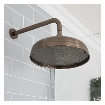 Pommeau de Douche Rétro - Design Rond Pluie Bronze 30cm - Hudson Reed