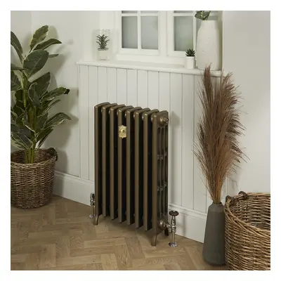 Radiateur fonte - H  76 cm x L 27,1 cm x P 17,5 cm - 4 rangs de colonnes  - Laiton naturel - Isa