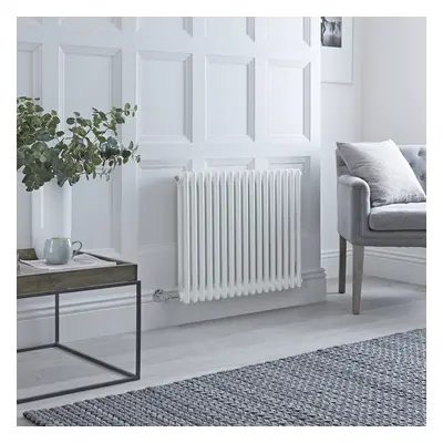 Radiateur électrique style fonte - Blanc - Double rang - 60,5 cm x 30 cm - Sans thermostat - Rét